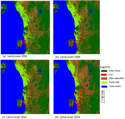 Land covers maps of the northern region, Peninsular Malaysia