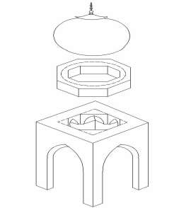 Squinches, as structural support to the dome 