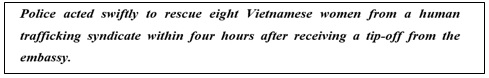 Cops rescue Viet women Adapted from The Star Online, 2012d. (Source: The Star Online,
       2012d)