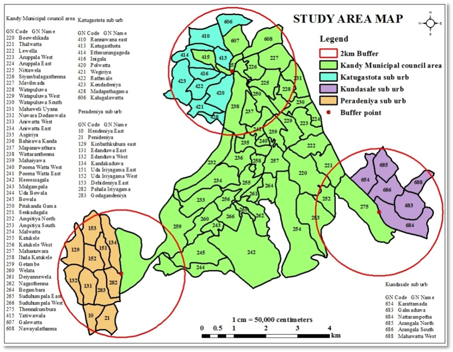 Study Area - Kandy city and its suburbs