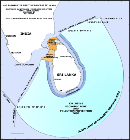 Maritime boundary of Sri Lanka (Source: CCD, 1990)