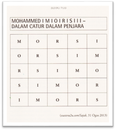  ‘Mohamad Morsi-Dalam Catur Dalam Penjara’. Source: Selected Poem Sudoku Puisi