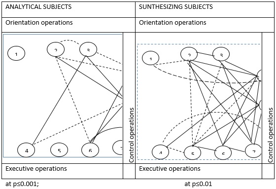 Correlation cluster: a graphical representation of the relationship of meta-intellectual
operations among analytical and synthesizing subjects (the notes are the same)