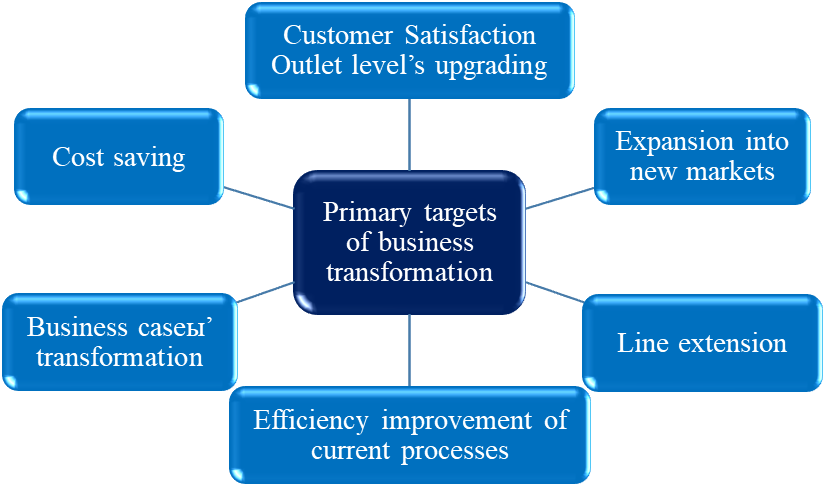 Primary targets of business transformation