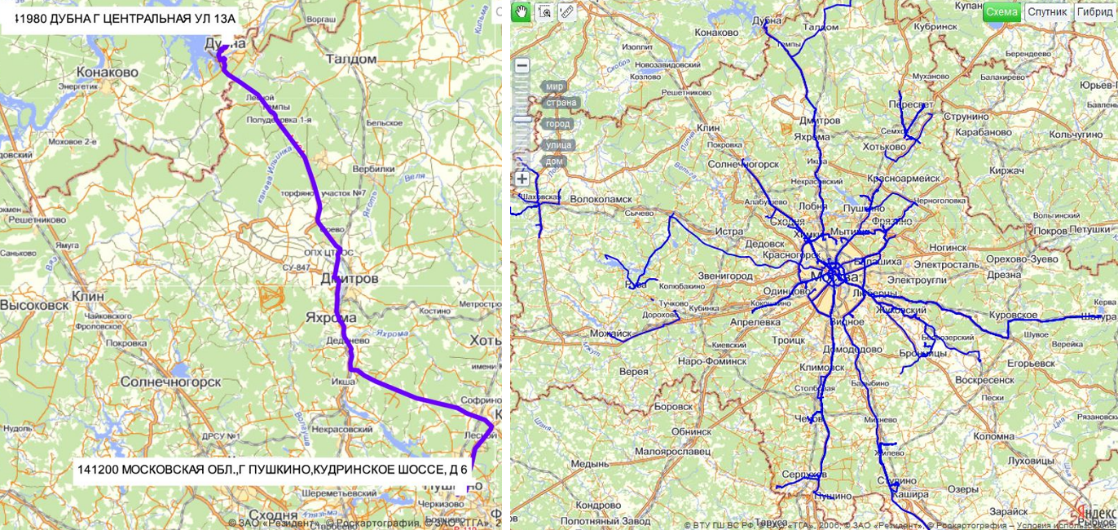 (left) Build of one route between home and work addresses of commuter. (right) A home-work route map for a small sample of MMA commuters