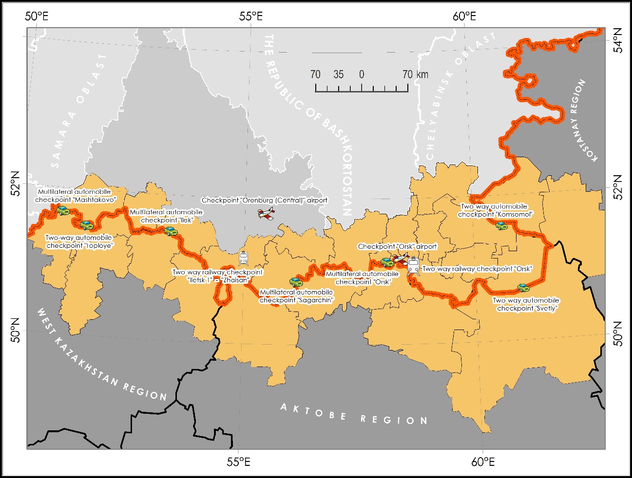 Checkpoints in the Orenburg-Kazakhstan cross-border region