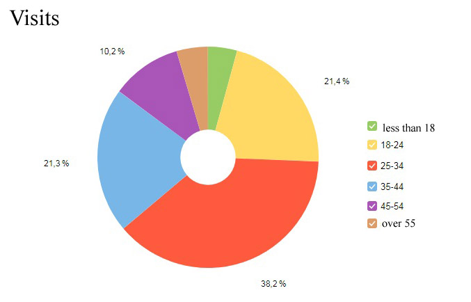 Figure 02. Visitor age accessing using
      website during the Night of Museums, May 18, 2019, Yandex. Metric counter