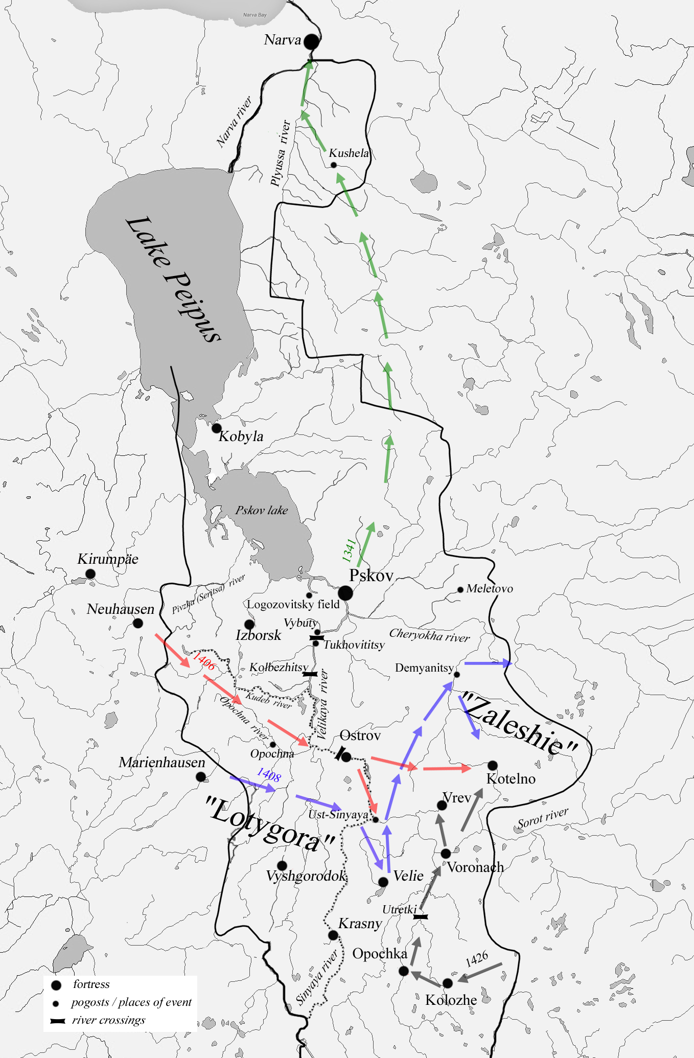 Map of the border of Pskov and Livonian land 