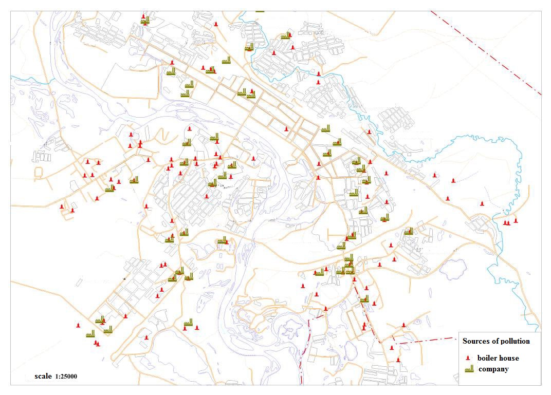 Electronic atlas of air pollution sources located on the territory of Birobidzhan 