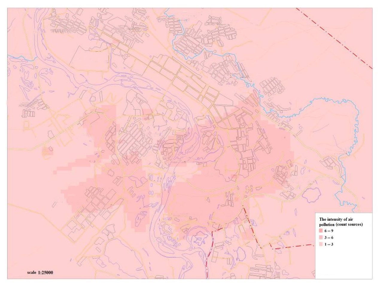 The Intensity of pollution of the territory in summer 