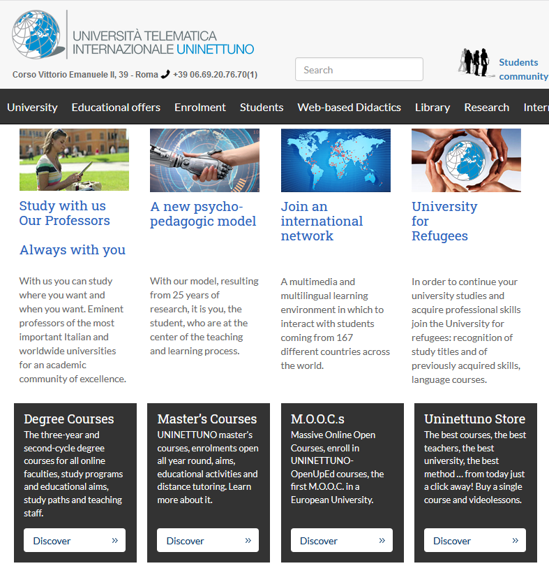 The website of UNINETTUNO University