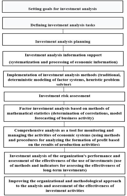Generalized algorithm for the analysis of investment activity in economic systems