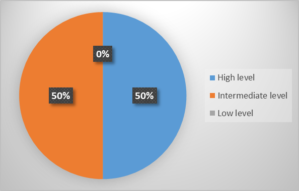 Percentage ratio of students by levels of knowledge, skills and abilities formation in the experimental group at the ascertaining stage