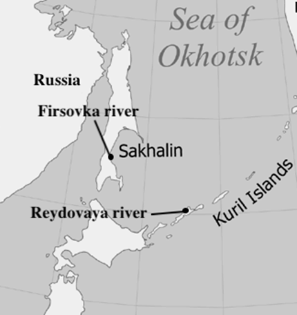  Pink salmon sampling locations in the Sakhalin-Kuril region