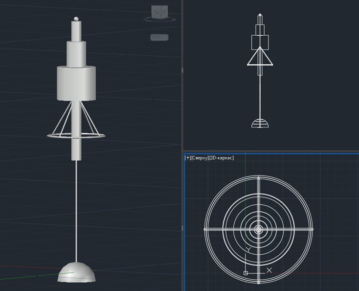 3D model of an artificial reef «Revivalis» in the program AutoCad (facade and plan)