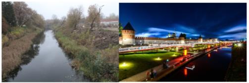 Kazanskaya embankment in Tula: before and after biorevitalization