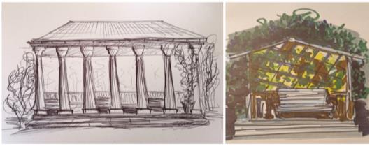 Sketches of decorative gazebos (compiled by the authors)
