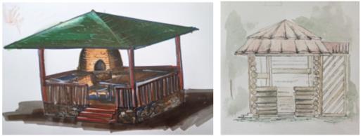Sketches of barbecue gazebos (compiled by the authors)