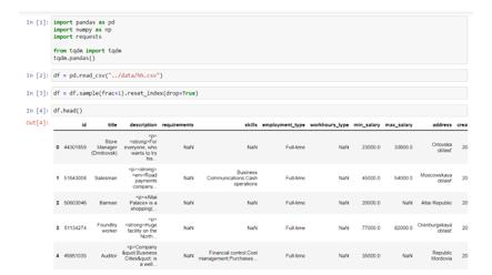 Loading data into a dataframe