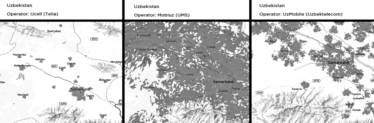 3G mobile network coverage map