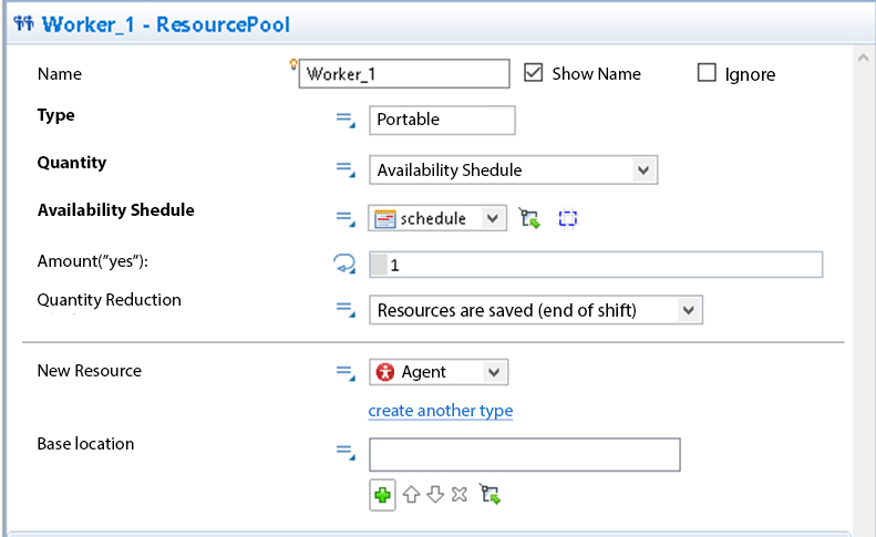 Properties of the worker resource Setting the processing operation of the second part.