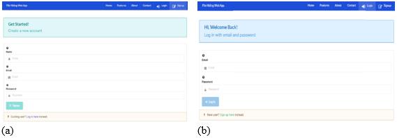 (a) & (b) Sign-up and login interface