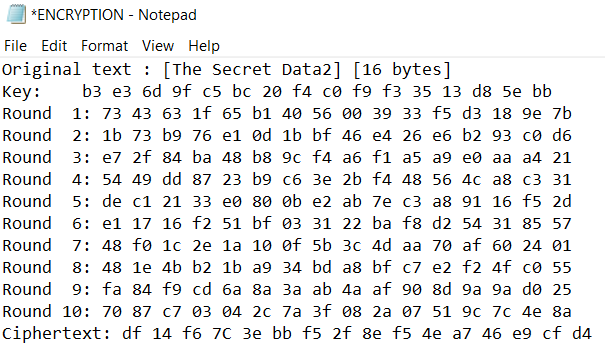 Proposed block cipher data