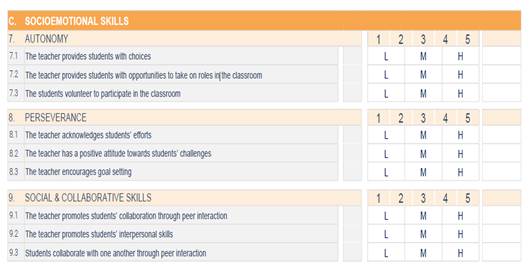  (c) Early childhood observation sheet