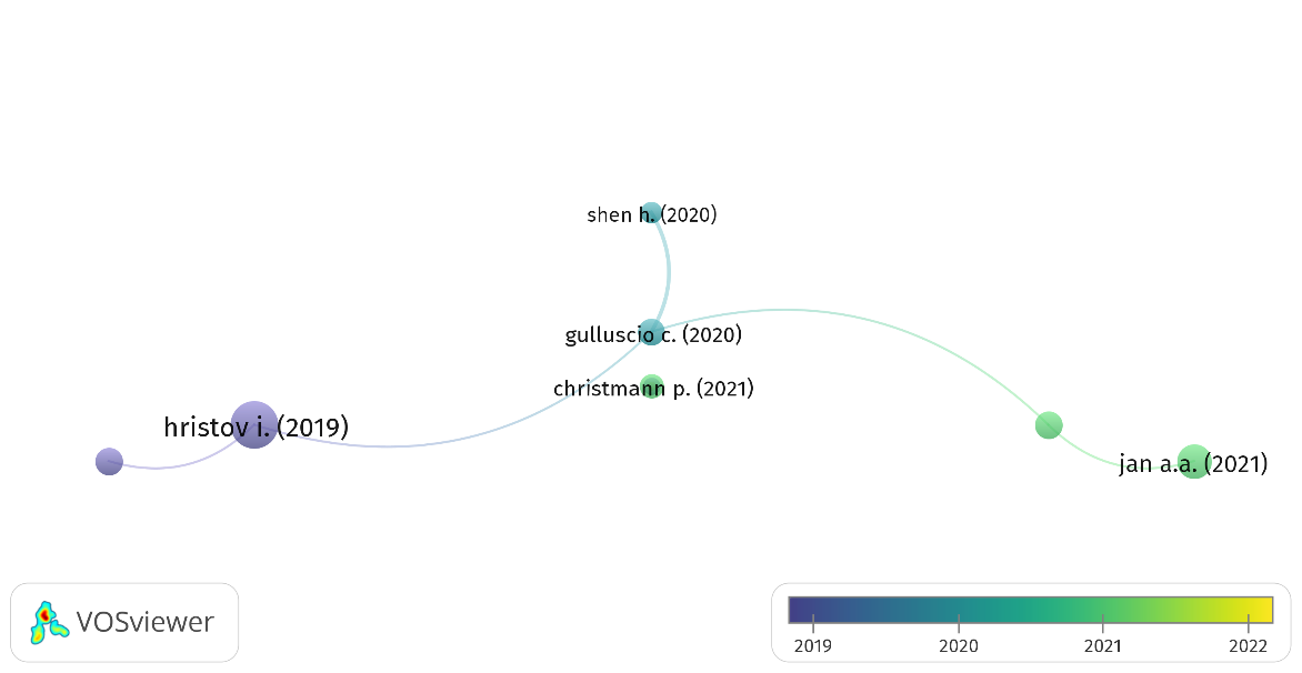 Network visualization on bibliographic coupling