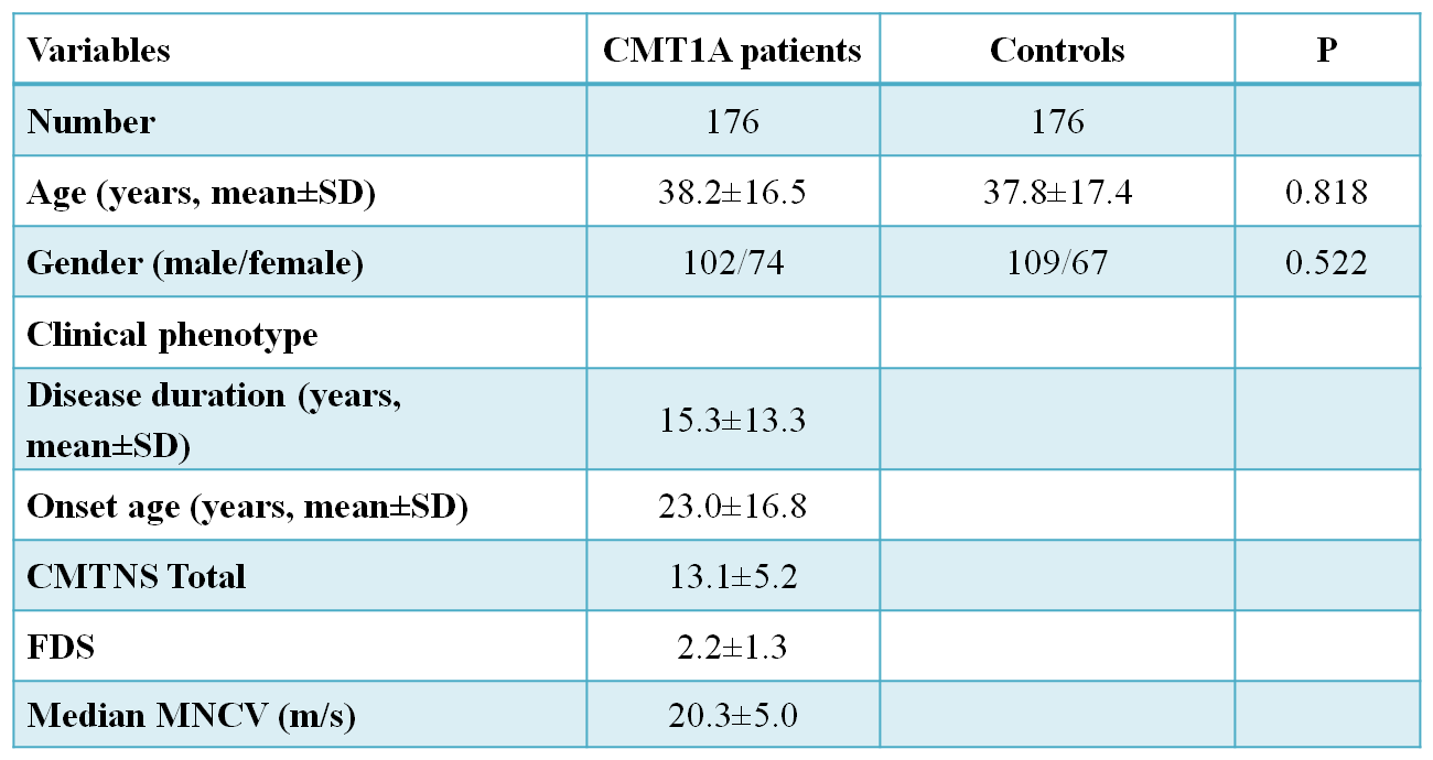 CMT1A clinical distribution of patients