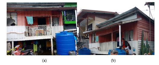  (a) & (b) A unique house in Kampung Sungai Melayu, Sebatik, which settling exactly on the borderline of Malaysia-Indonesia, has been one of the tourism attractions in Sebatik Island