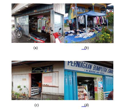  (a), (b), (c) & (d) Some of the businesses run by villagers in Kg. Mentadak Baru, a non-borderline village in Sebatik Island