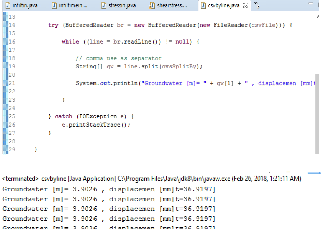 Coding for ground water and slope displacement