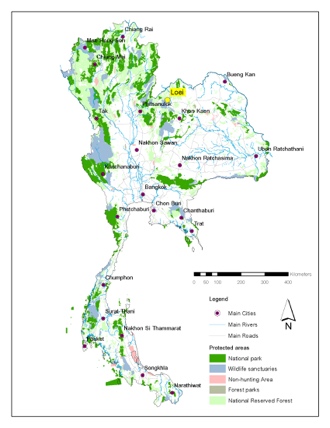 Map of the Phu Kradueng National Park.