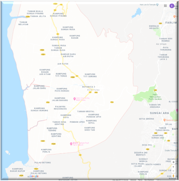 Balik Pulau in Map Penang