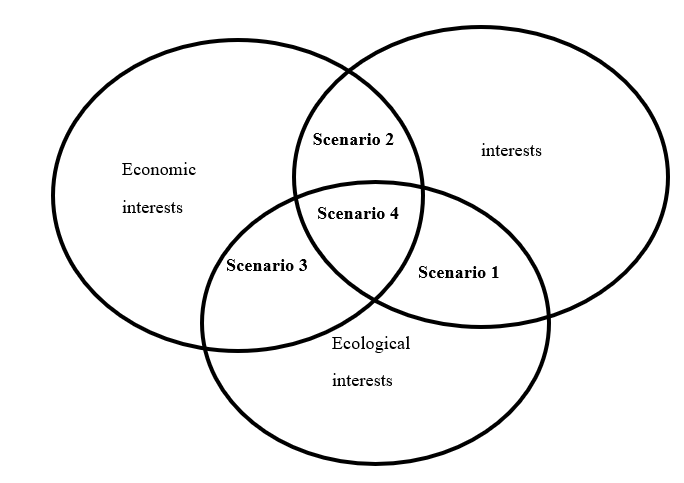 Graphic interpretation of the balanced development on the basis of stakeholder approach