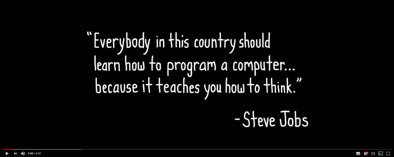 Steve Jobse's quote from the Video no. 1 (Source: https://www.youtube.com/watch?v=nKIu9yen5nc)