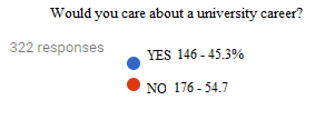 The respondents’ intention to follow a university career?