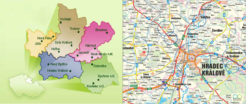 Map demarcation of the tourist region of Kralovehradecko and Hradecko (source: Tourist region of Kralovehradecko, 2014