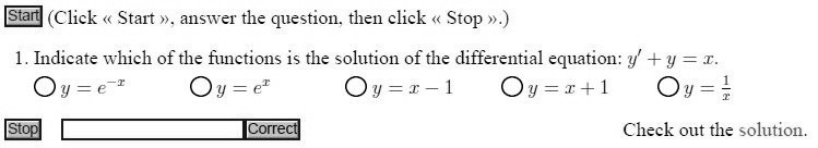 An example of a test to choose one answer before inputting the solution.
