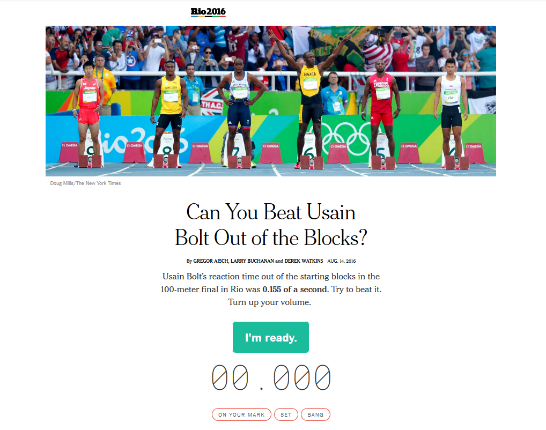 The “Can You Beat Usain Bolt Out of the Blocks?” test interface