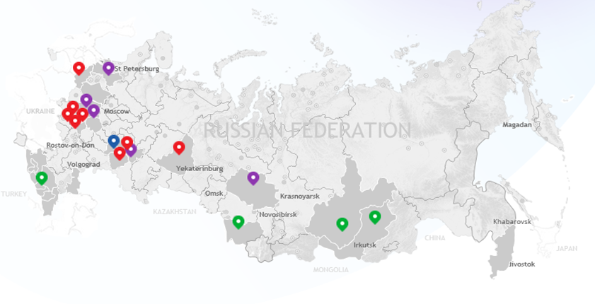 Territorial location of special economic zones in the Russian Federation