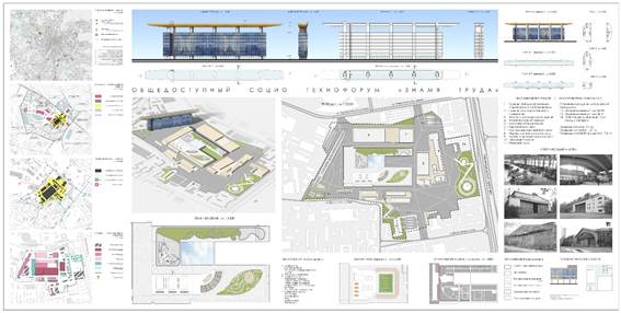 Design of public socio-technoforum Znamia Truda (developed by Vadim Bondarenko, 1st year Master’s degree student, MARKHI (Cherkasov & Popova, 2019)