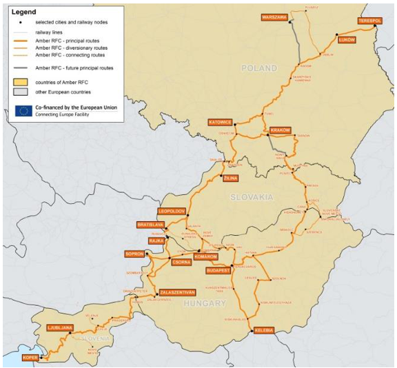 Figure 02. Amber Rail Freight Corridor
      Source: https://rfc-amber.eu 14.04.2019