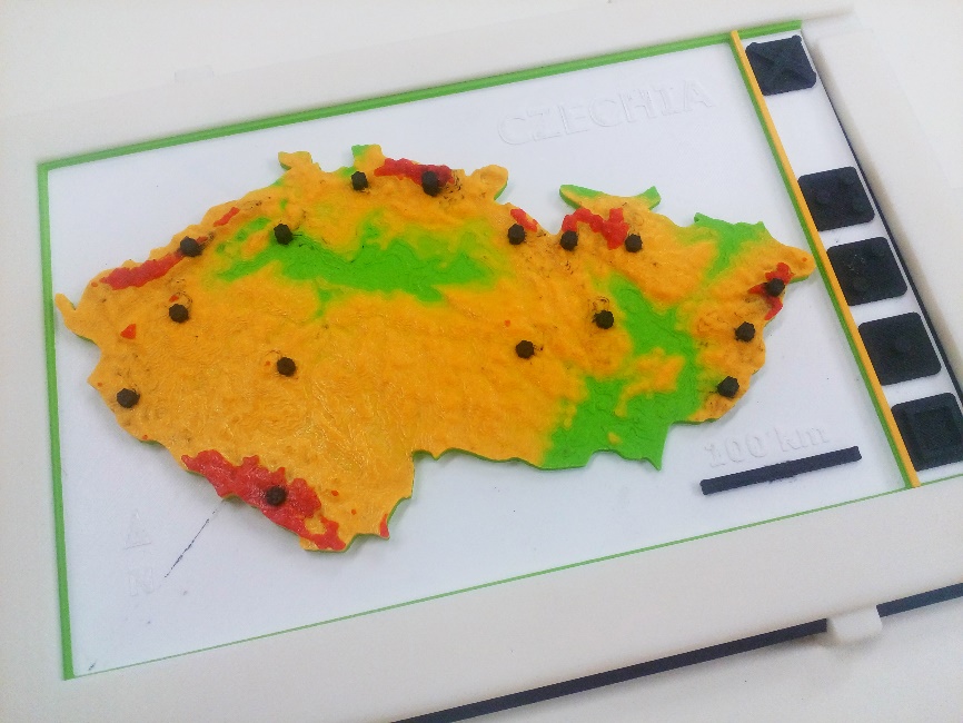 An altitude map of the Czech Republic (Czechia), using TouchIt3D technology.