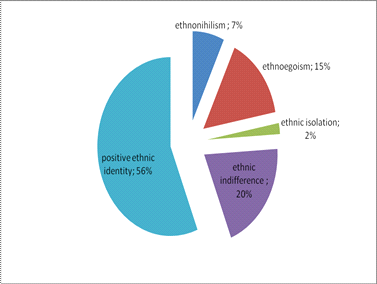 Distribution of types of ethnic identity in the Kazakh ethnic group 