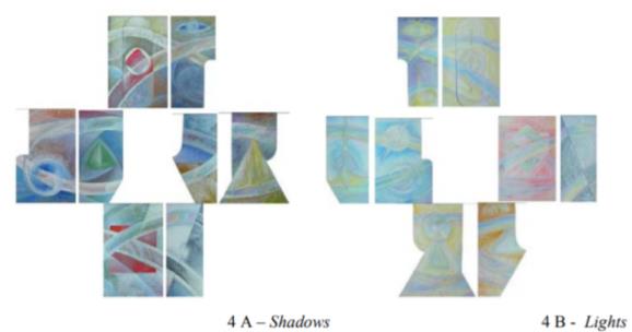 (A-B ) - „ENTITIES” (Compositional display options for the pieces in the Shadows and Lights hypostases) 