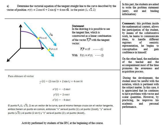 Fig. 3. Example of the way of working on the problems with the student