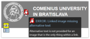 Display of the graphic element without the text description through the WAVE Firefox Toolbar Extension on the Bratislava Comenius University home page