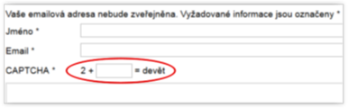 Application of the CAPTCHA method in form of simple math task at AKCENT College, s.r.o.